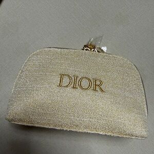 Dior Metallic Gold Embroidered Cosmetic Pouch